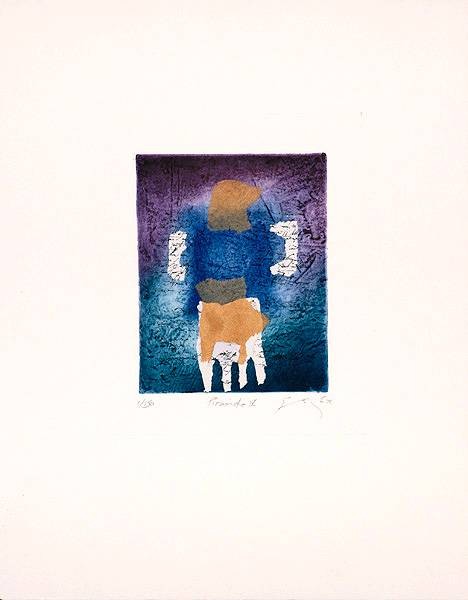 Cox James Pyramide IV (2001) (Radierung, handsigniert) (Abstrakt, Grafik, Farbwolken, Radierung, Original, signiert, Wohnzimmer, Büro,)