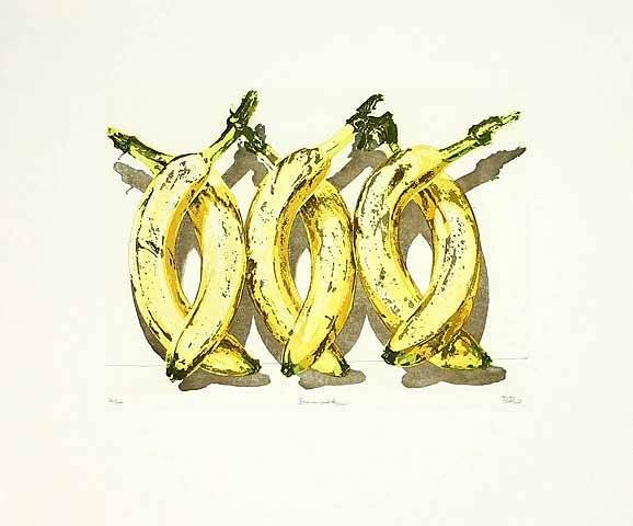 Rore Robert Bananensextett (2001) (Radierung, handsigniert) (Bananen, Obst, Exotische Früchte, Grafik, Original, signiert, Esszimmer, Wohnzimmer, Küche)