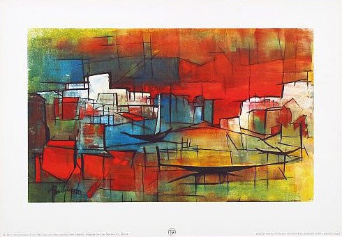 Heino Breilmann, Stille Liebe (Fischerdorf, Meer, Segelboote, Urlaub, Süden, Wohnzimmer, Arztpraxis, bunt)