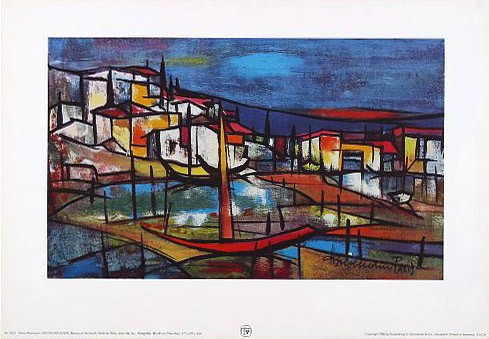 Heino Breilmann, Südliches Juwel (Fischerdorf, Meer, Segelboote, Urlaub, Süden, Wohnzimmer, Arztpraxis, bunt)