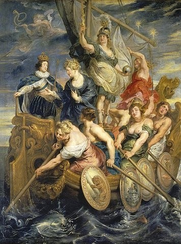 Peter Paul Rubens, Medici-Zyklus: Die Volljährigkeit Ludwigs XIII., 20.10.1614. (Paris,Musée du Louvre,Rubens,Peter Paul,1577-1640,Allegorien,Schiffe,Ludwig XIII.,Rubens, Peter Paul 1577-1640)