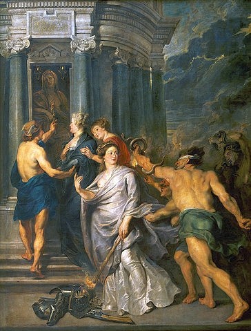 Peter Paul Rubens, Medici-Zyklus: Der Friedensschluss von Angers. 16.08.1620. (Paris,Musée du Louvre,Rubens,Peter Paul,1577-1640,Allegorie,Geschichte,Geschichte, Frankreich,Maria de Medici,Rubens, Peter Paul,historiengemälde,historienmalerei,barock)