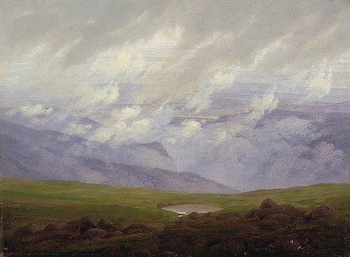 Caspar David Friedrich, Ziehende Wolken (Wunschgröße, Malerei, Romantik, Landschaft, Natur, Hügel, Wolken, Klassiker, Wohnzimmer, Treppenhaus, Schlafzimmer, bunt)