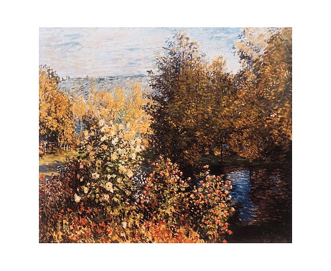 Claude Monet, Gartenecke in Montgeron (Offset) (Impressionismus, Malerei, Landschaft, Garten, Sommer, Schlafzimmer, Wohnzimmer, Wintergarten, Treppenhaus, bunt, Klassiker)