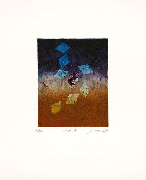 Cox James Coda IV (2002) (Radierung, handsigniert) (Abstrakt, Grafik, Farbwolken, Radierung, Original, signiert, Wohnzimmer, Büro,)