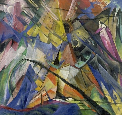 Franz Marc, Tirol. 1914 (Abstrakte Kunst, Dynamik, Bewegung, Landschaft, abstrahiert, klassische Moderne, Expressionismus, Wohnzimmer, Treppenhaus, Wunschgröße)