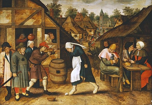 Pieter III Brueghel, Der Eiertanz. (Christie's Images Ltd,Brueghel,Pieter III,1589 -(?),Bauern,Feste,Wirtshäuser,Dörfer,Brueghel, Pieter III.)
