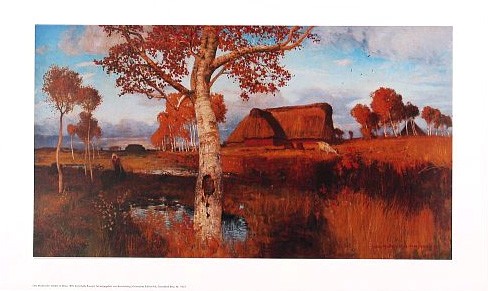 Otto Modersohn, Herbst im Moor (Landschaft, Landschaftsmalerei, Künstlerkolonie Worpswede, Klassische Moderne,   Wohnzimmer, Treppenhaus,)