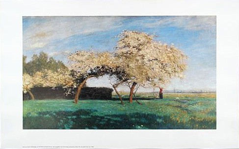 Hans Am Ende, Frühlingstag (Landschaft, Frühling, Wiese, Bäume, blühende Bäume,  Wohnzimmer, Schlafzimmer, Malerei, Impressionismus, bunt)