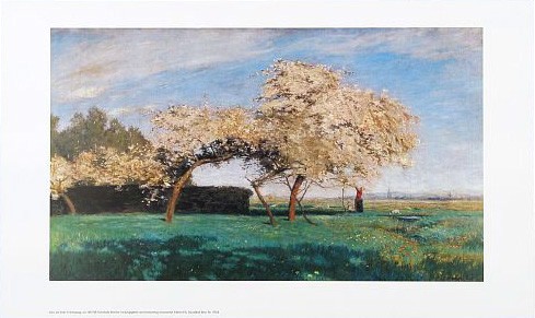Hans Am Ende, Frühlingstag (Landschaft, Frühling, Wiese, Bäume, blühende Bäume,  Wohnzimmer, Schlafzimmer, Malerei, Impressionismus, bunt)