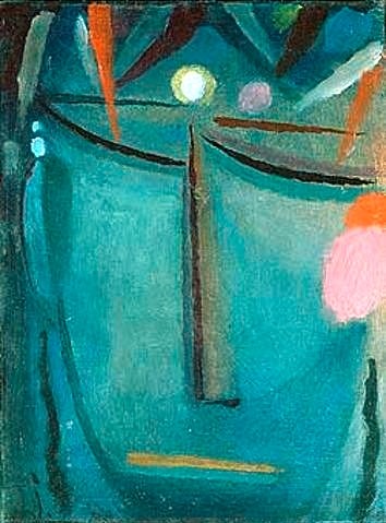 Alexej von Jawlensky, Dornenkrone. 1918. (Jawlensky,Alexej von,1864-1941,München,Städtische Galerie,Öl/Leinwandkarton,Jawlensky, Alexej von Jawlensky,20. Jahrhundert,Expressionismus,Passion,Dornenkrone,Christus,Leid,Schmerz,Religion,blau,geschlossene Augen,stilisiert,abstrahiert,ikonenhaft,symmet)
