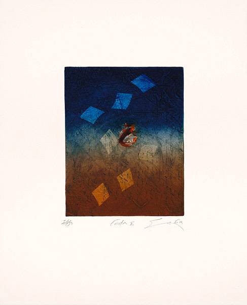 Cox James Coda V (2002) (Radierung, handsigniert) (Abstrakt, Grafik, Farbwolken, Radierung, Original, signiert, Wohnzimmer, Büro,)