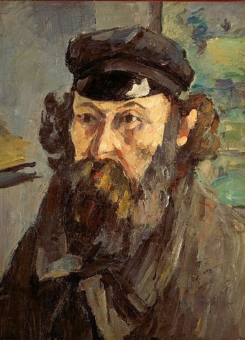 Paul Cézanne, Selbstbildnis mit Mütze. Um 1873/75 (Selbstportrait, Selbstbildnis, Künstler, Kopfbedeckung,   Kappe, Bart, Vollbart, Klassiker, Impressionismus, Wunschgröße, Wohnzimmer)