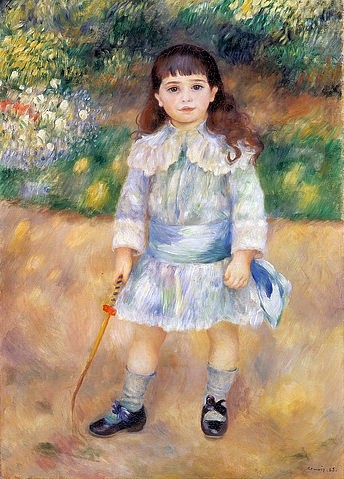 Pierre-Auguste Renoir, Kind mit Peitsche. 1885. (Kind, Mädchen, Peitsche, Spiel, Garten, Impressionismus, klassische Moderne, Wunschgröße, Wohnzimmer, Malerei)