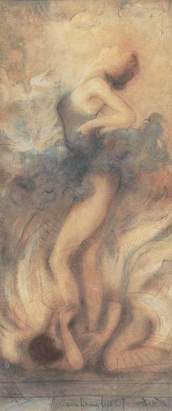 Treby Janet Angels at my feet I (Siebdruck, handsigniert) (Tänzerin, Ballett, Extase, Erotik, Engel, Füße,Grafik, Original, signiert, Wohnzimmer, Schlafzimmer)