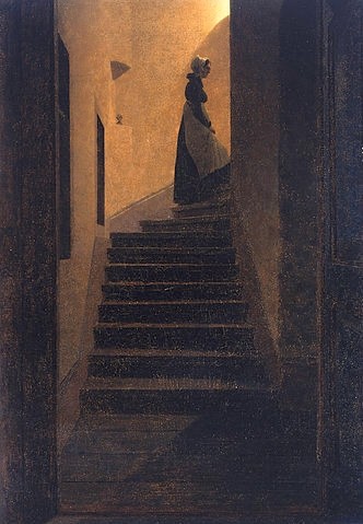 Caspar David Friedrich, Caroline auf der Treppe. 1825 (Christie's Images Ltd,Friedrich,Caspar David,1774-1840,Öl auf Leinwand,Treppe,Friedrich, Caspar David 1774-1840)