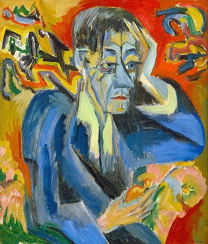 Ernst Ludwig Kirchner, Bildnis des Dichters Leonhard Frank. (Portrait,20. Jahrhundert,Christie's Images Ltd,1880-1938,Kirchner,Ernst Ludwig,Kirchner, Ernst Ludwig Kirchner,Expressionismus,Mann,Portrait,Leonhard Frank,Kopfschmerzen,Schriftsteller,ernst,ernsthaft)