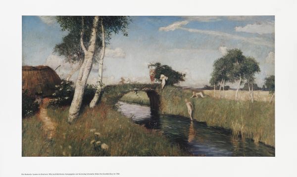 Otto Modersohn, Sommer am Moorkanal (Landschaft, Landschaftsmalerei, Kanal, Brücke, Künstlerkolonie Worpswede, Klassische Moderne,   Wohnzimmer, Treppenhaus,)