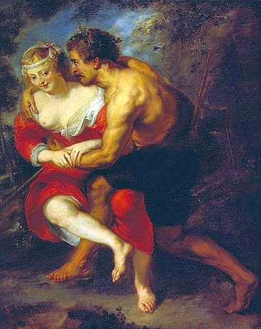 Peter Paul Rubens, Schäferszene. (Pastorale, Paar, Schäfer, Schäferszene, aufdringlich, Verlangen, bukolisch, Barock, Klassiker, Malerei,  Treppenhaus, Wohnzimmer, Wunschgröße, bunt)