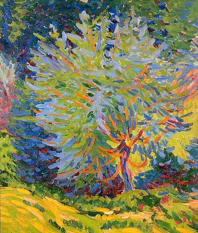 Ernst Ludwig Kirchner, Landschaft mit Baum. 1906/07 (Kirchner,Ernst Ludwig,1880-1938,Henze & Ketterer Bern,Baum,Ernst Ludwig Kirchner,20. Jahrhundert,Gemälde,Expressionismus,expressionistisch)