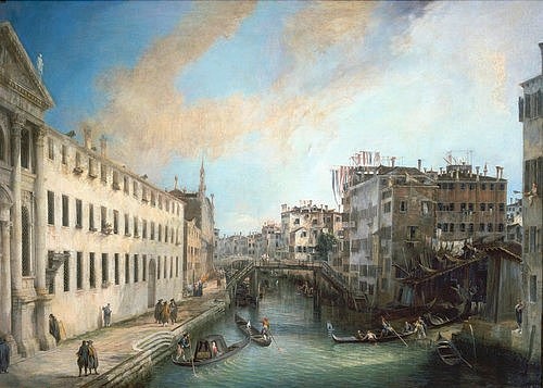 Canaletto (Giovanni Antonio Canal), Il Rio dei Mendicanti. (Canaletto (Giovanni Antonio Canal),1697-1768,Venedig,Museo di Ca' Rezzonico,Lwd.,Venedig,Kanal,Italien,Brücke,Canaletto,18. Jahrhundert)