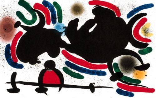 Miro Joan Volume 1 Blatt 4 (Lithog.Buchauflage) (Surrealismus, Surreal, figurativ,  Muster, Ornamente,  Wohnzimmer, Treppenhaus, Büro, bunt, Klassische Moderne)