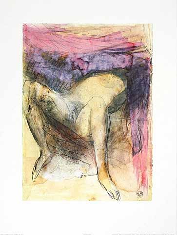 Auguste Rodin, Femme nue sur le dos jambes (Offset) (Akt, liegende Frau, nackt, gespreizte Beine, entblößt, Zeichnung, Studie, Klassische Moderne, Aquarell,  People & Eros, Treppenhaus, Wohnzimmer, Schlafzimmer,  blass/bunt)