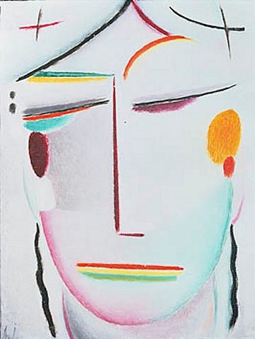 Alexej von Jawlensky, Heilandsgesicht (Ferne Hoheit/ Buddha II). Um 1921 (Gesicht, Kopf, abstrahiert, geometrisch, Klassische Moderne, Blauer Reiter, Treppenhaus, Wohnzimmer, Klassische Moderne, Wunschgröße, bunt)
