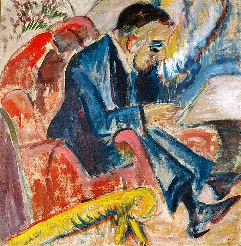Ernst Ludwig Kirchner, Sitzender Mann auf Parkbank. 1917. (Kirchner,Ernst Ludwig,1880-1938,Henze & Ketterer Bern,? - - ARTOTHEK,Mann,sitzen,Parkbank,Ernst Ludwig Kirchner,20. Jahrhundert,rauchen,Anzug,Expressionismus,expressionistisch)