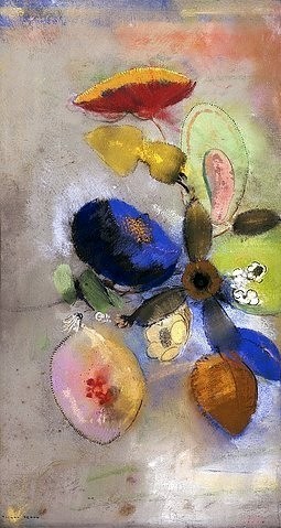 Odilon Redon, Blüten. 1907-1910 (Postimpressionismus, Blüten, Blumen, floral, Wunschgröße, klassische Moderne, Malerei, Wohnzimmer, Treppenhaus, Wunschgröße, bunt)