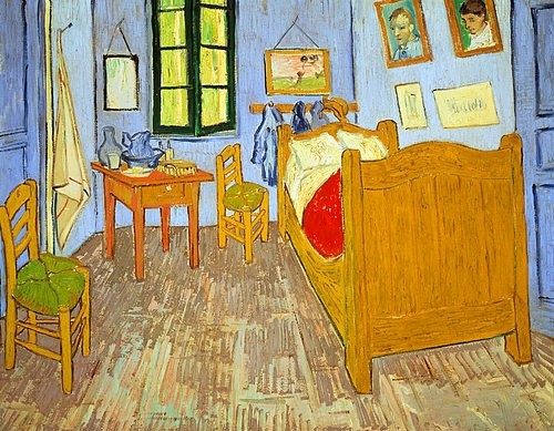 Vincent van Gogh, Van Goghs Schlafzimmer in Arles. 1889 (Gogh,Vincent van,1853-1890,Paris,Musée d'Orsay,van Gogh,Vincent van Gogh,19. Jahrhundert,Interieur,Arles,Kommode,Einrichtung,Möbel,Zimmer,Bett)