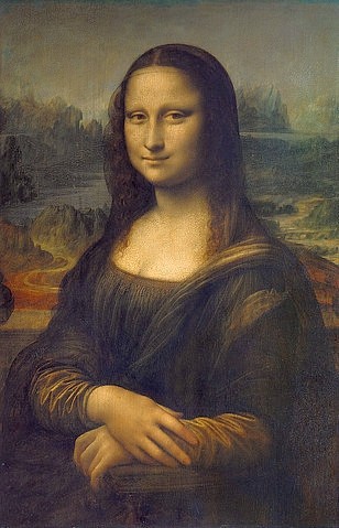 Leonardo da Vinci, Mona Lisa. Ca. 1503 (Wunschgröße, Renaissance, Malerei, Portrait, La Gioconda, Frau, Kopf, Lächeln, Landschaft, Schlafzimmer, Wohnzimmer, Klassiker, bunt)
