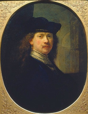 Rembrandt van Rijn, Selbstbildnis mit Barett. 1637 (Portrait,Barock,17. Jahrhundert,Öl auf Holz,1606-1669,Rembrandt van Rijn,Paris,Musée du Louvre,Rembrandt van Rijn,Barock,holländischer Barock,17. Jahrhundert,Mann,Selbstbildnis,Halbfigur,Bürger,Portrait,Barett)