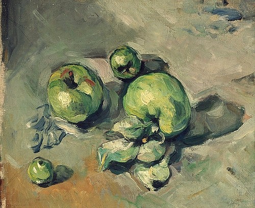 Paul Cézanne, Grüne Äpfel. Gegen 1873 (Cézanne,Paul,1839-1906,Paris,Musée d'Orsay,Paul Cézanne,Impressionismus,französischer Impressionismus,19. Jahrhundert,Stillleben,Apfel,Obst)
