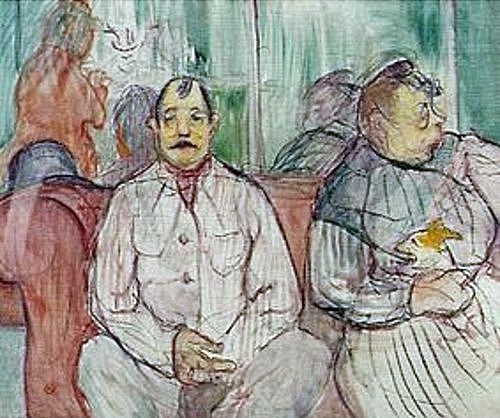 Henri de Toulouse-Lautrec, Er, sie und der Hund. 1893 (Toulouse-Lautrec,Henri de,Albi,Musée Toulouse-Lautrec,1864-1901,Lwd.,Paar,Toulouse-Lautrec,19. Jahrhundert)