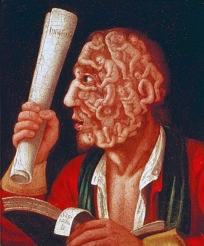 Giuseppe Arcimboldo, Adam. 1578 (Arcimboldo, Giuseppe, Manierismus, Portrait, Allegorie, Adam, Mann, Schriftrolle, Mensch, Menschheit, Wohnzimmer, Malerei, bunt, Wunschgröße)