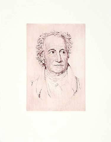 Bruck  Goethe (Radierung, rot) (Goethe, Portrait, Grafik, Wohnzimmer, Bücherei, Bibliothek, Original, Grafik, rot/weiß)
