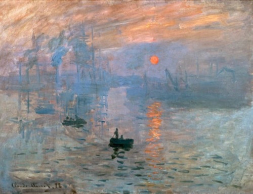 Claude Monet, Impression (Sonnenaufgang). 1872 (Monet,Claude,1840-1926,Paris,Musée Marmottan,Öl auf Leinwand,Abend,Morgen,Hafen,Monet,Claude Monet,französischer Impressionismus,impressionistisch,Impression,19. Jahrhundert,französisch,Sonnenaufgang,Soleil levant,Morgenrot,Sonne,Spiegelung,Reflexion,Duns)