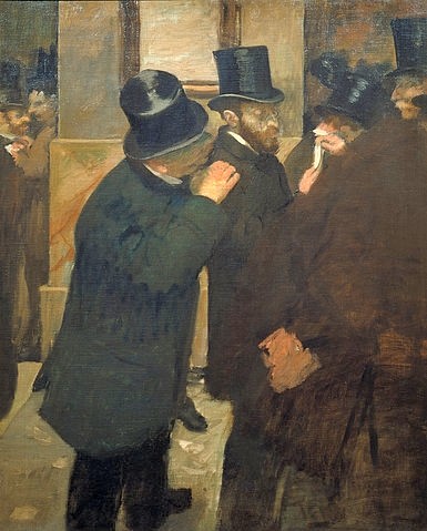 Edgar Degas, Ernest May (1845-1925) an der Pariser Börse. 1878/1879 (Degas,Edgar,1834-1917,Paris,Musée d'Orsay,Edgar Degas,Impressionismus,19. Jahrhundert,Ernest May,Börse,Zylinder,Geld,Wirtschaft,Paris,Bürgertum,Gesellschaft,Herr,Mann, französischer impressionismus,französisch,impressionistisch)