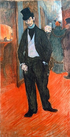 Henri de Toulouse-Lautrec, Gabriel Tapies de Celeyran im Gang eines Theaters. 1894 (Lwd.,Toulouse-Lautrec,Henri de,Albi,Musée Toulouse-Lautrec,1864-1901,Jung,Mann,Toulouse-Lautrec,theater,19. Jahrhundert)