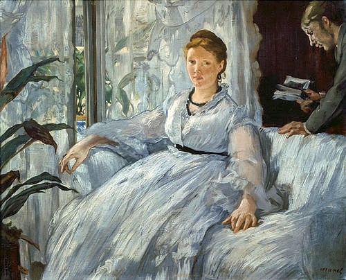 Édouard Manet, Die Lektüre. Mme. Manet und ihr Sohn Léon Koella-Leenhoff. 1869 (Manet,Édouard,1832-1883,Paris,Musée d'Orsay,Öl auf Leinwand,Manet,Edouard Manet,Impressionismus,19. Jahrhundert,Lektüre,Lesen,Salon,Paar,Mutter,Sohn,Mme Manet,Madame Manet,Léon Koeller-Leenhoff,Koella Leenhoff,Frau Manet,Frau,Sofa,Wohnzimmer,The reading,V)