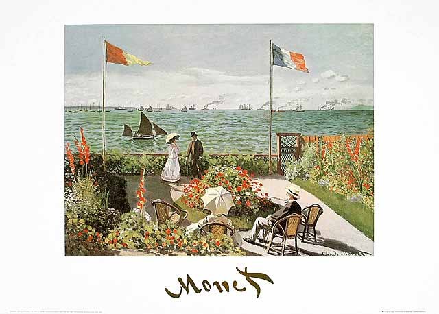 Claude Monet, Terrazza sul mare a Saint-Adresse (Offset) (Impressionismus, Malerei, Strand, Strandterrasse, Spaziergang, Sonntag, Freizeit, Meer, Urlaub, Wohnzimmer, Treppenhaus, bunt, Klassiker)