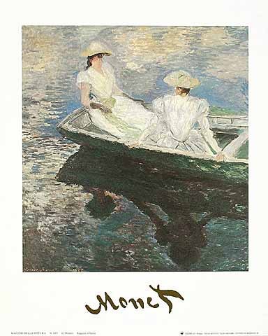 Claude Monet, Ragazze in barca (Offset) (Mächen, Ruderboot, Sonntag, Freizeit, Ausflug, Idylle, Frankreich, Schlafzimmer, Wohnzimmer, Wintergarten, bunt, Klassiker)