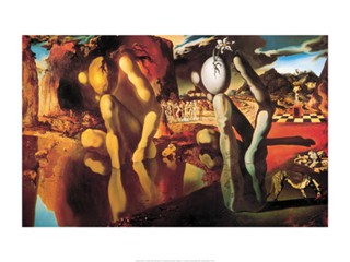 Salvador Dali, Metamorphosis of Narcissus (Malerei, Surrealismus, Hände, Ei, Narziss, Metamorphose, Klassische Moderne, Fantasie, Wohnzimmer, Treppenhaus,  bunt)