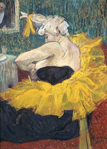 Henri de Toulouse-Lautrec, Die Clownesse Cha-U-Kao. 1895. (Öl/Karton,Toulouse-Lautrec,Henri de,Paris,Musée d'Orsay,1864-1901,Henri de Toulouse-Lautrec,Postimpressionismus,Art Nouveau,19. Jahrhundert,Clowness,Cha-U-Kao,Tänzerin,Frau,Kostüm,weiblicher Clown)