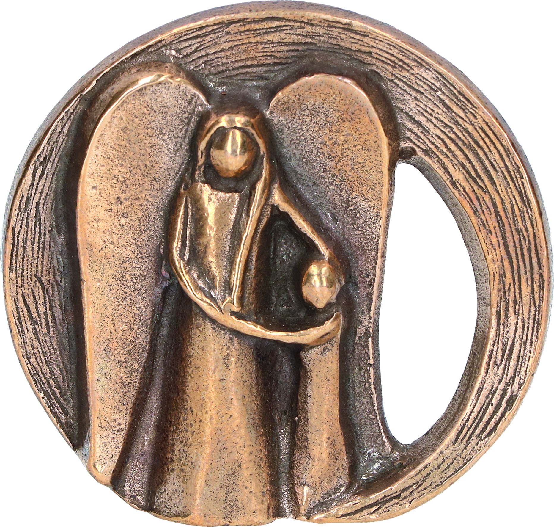 Kerstin Stark, Bronzefigur Dein Schutzengel, 6 x 6,5cm (Schutzengel, Engel, Flügel, Himmelswesen, Kind, reduziert,  Skulptur, Plastik, Bronze, Figur, Wohnzimmer, Schlafzimmer, bronzefarben)