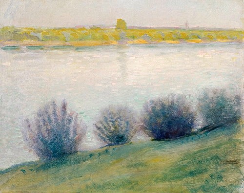 August Macke, Am Rhein bei Hersel. 1908. (Macke,August,Bonn,Städtisches Kunstmuseum,1887-1914,August Macke,Postimpressionismus,20. Jahrhundert,Fluss,Rhein,Hersel,Ufer)