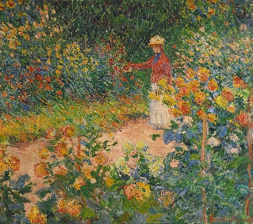 Claude Monet, Im Garten. 1895 (Monet,Claude,1840-1926,Zürich,Stiftung Sammlung E.G. Bührle,Garten,Monet,19. Jahrhundert,impressionismus,Claude Monet,19. Jahrhundert,19. Jh.,Frau,Blumen,Sommer,grün,Monet,Claude Monet,Impressionismus,Garten)