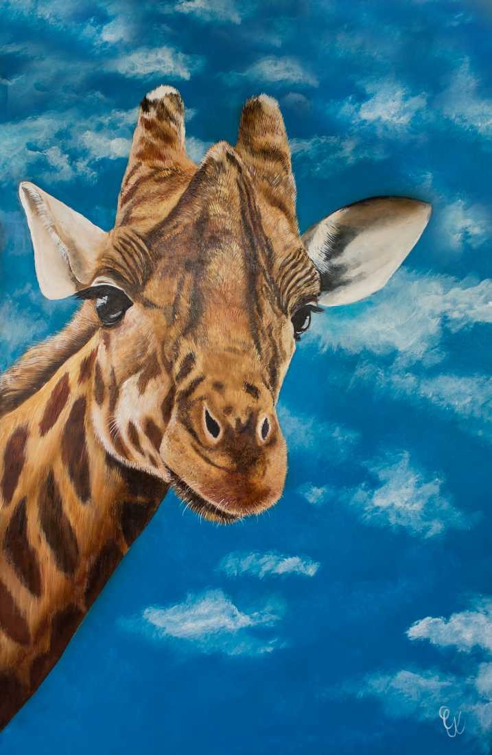 Conny Krakowski, Giraffe (Surrealismus, Traum, Magie, Esoterik, Baum, Traumbaum,Lebensbaum,Geburt,Leben,Sterben,Wege, Lebensweg, Phantasie,Fantasie,Realismus,Malerei,Gemläde,detaiiert,Traumbild,Traumlandschaft,Landschaftsmalerei,Träumerei,Wasserfall,Berge,Wolken,)