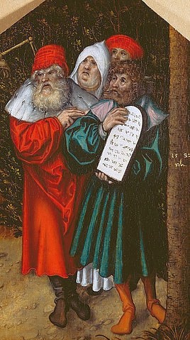LUCAS CRANACH Der Ältere, Moses und Aaron mit zwei Propheten. (Altes Testament, Religion, Moses, Gesetzestafeln, Propheten, Klassiker, Renaissance, Wunschgröße, Wohnzimmer)